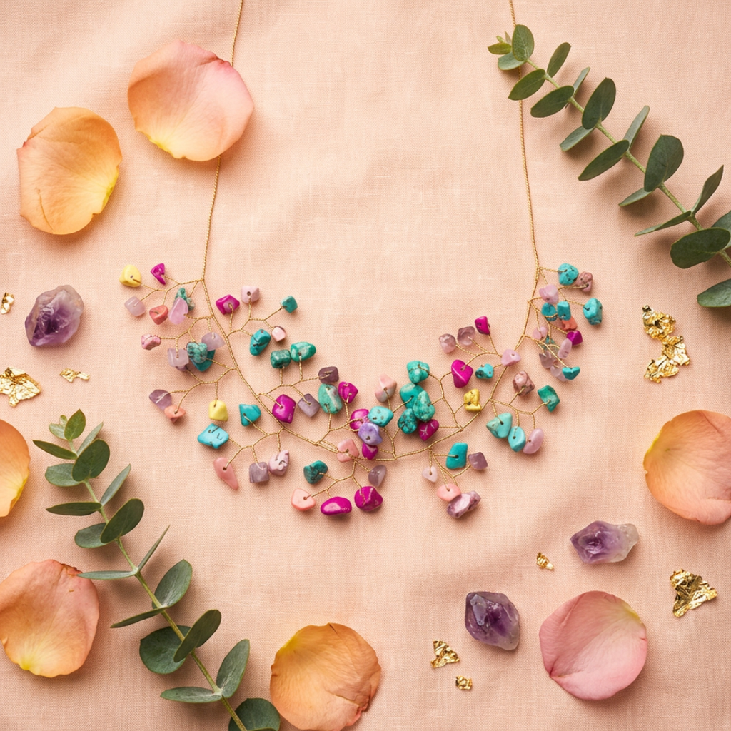 Vibrant Raw Stone Branch Necklace