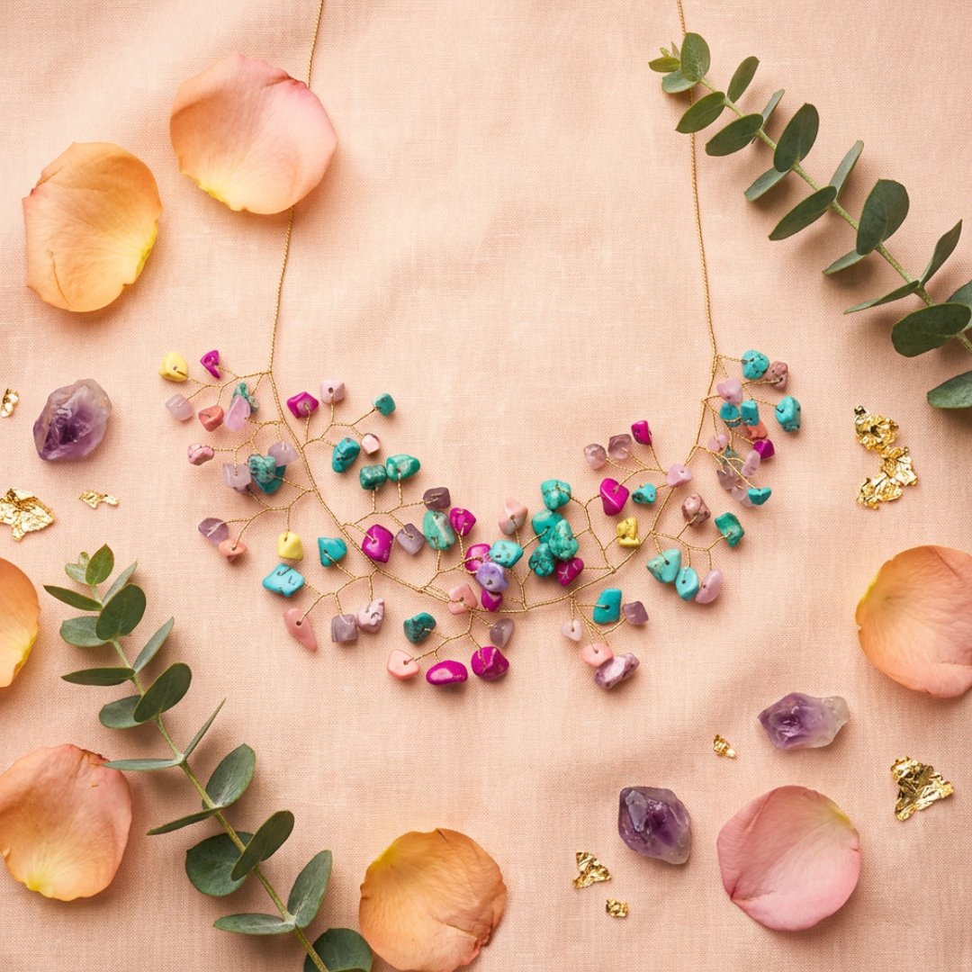 Vibrant Raw Stone Branch Necklace