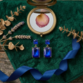 Radiant Rectangular Gemstone Drop Earrings