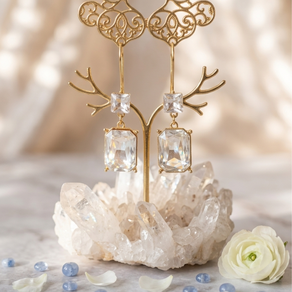 Radiant Rectangular Gemstone Drop Earrings