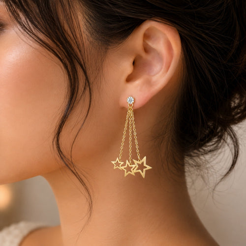 Celestial Star Cascade Drop Earrings