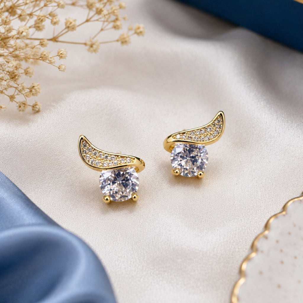 Radiant Crystal Wing Stud Earrings