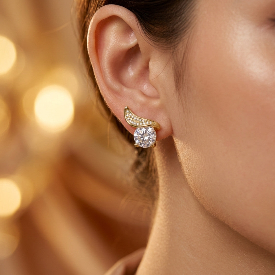 Radiant Crystal Wing Stud Earrings