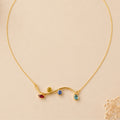 Elegant Multicolor Crystal Gold-Tone Necklace for Women | Minimalist Statement Pendant Necklace