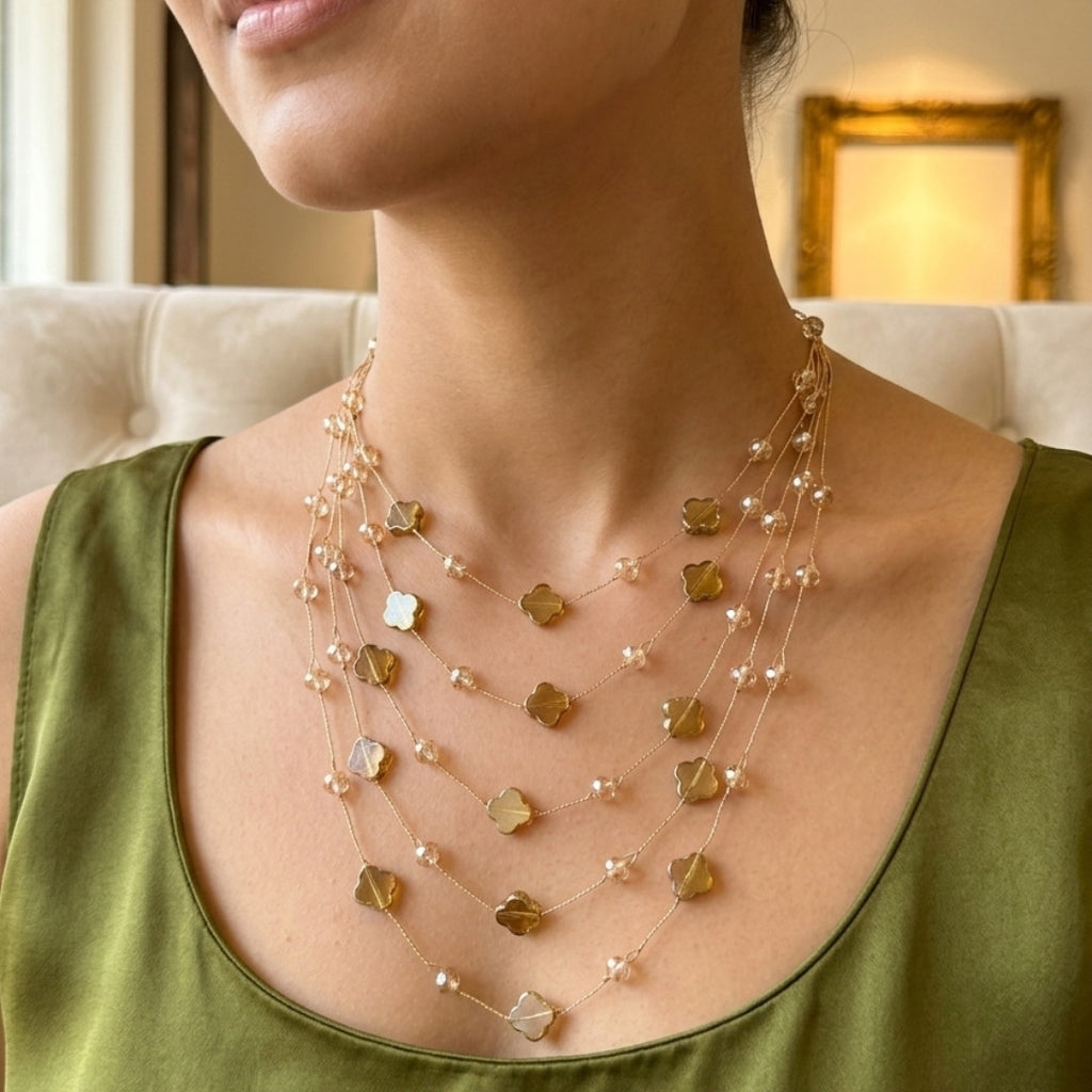 Multi-Layered Clover Charm Necklace