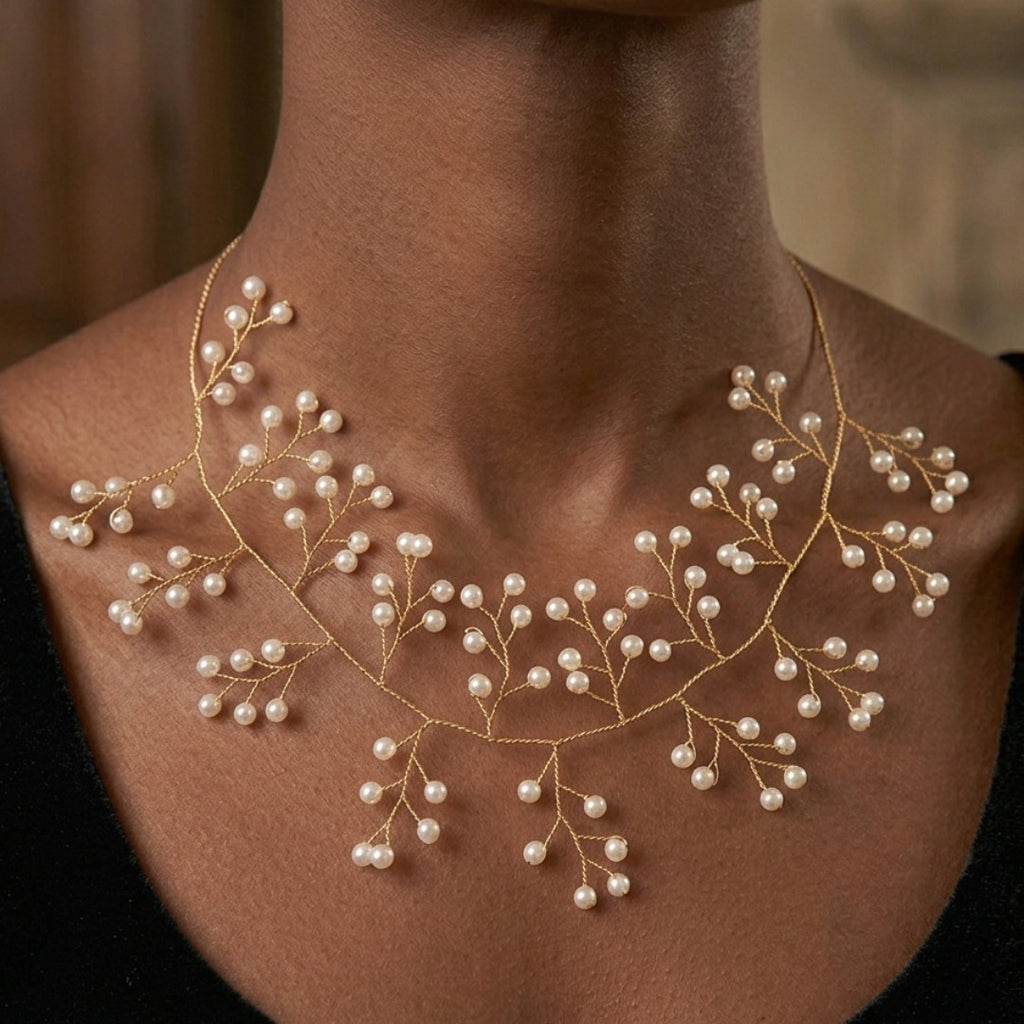 Ethereal Pearl Branch Statement Necklace