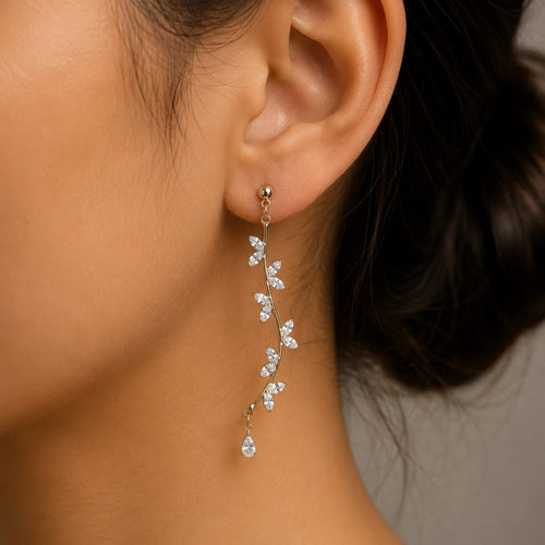 Crystal Vine Necklace & Earrings Combo Set