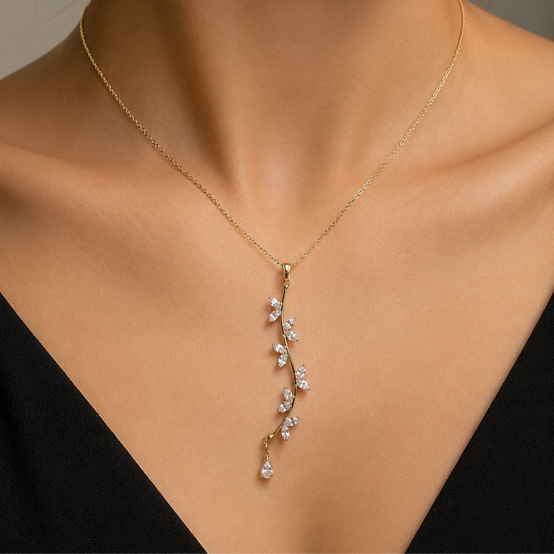 Crystal Vine Necklace & Earrings Combo Set