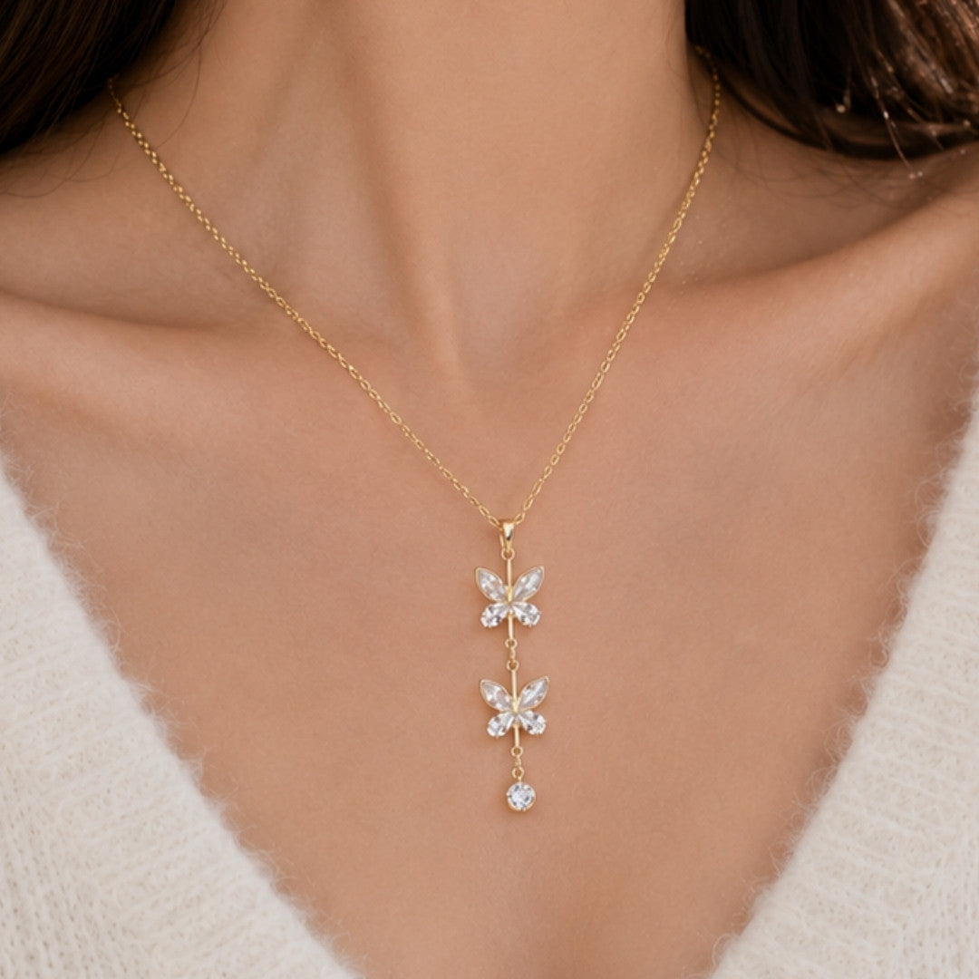 Crystal Butterfly Drop Earrings