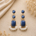 Elegant Tiered Stone and Pearl Drop Earrings