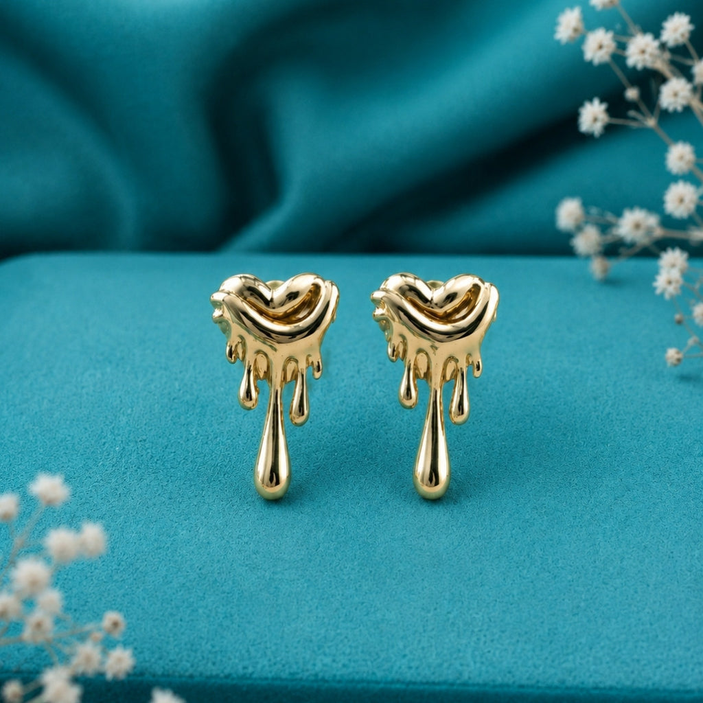 Sculptural Melted Heart Stud Earrings