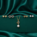 Heart Pearl Necklace Combo Set