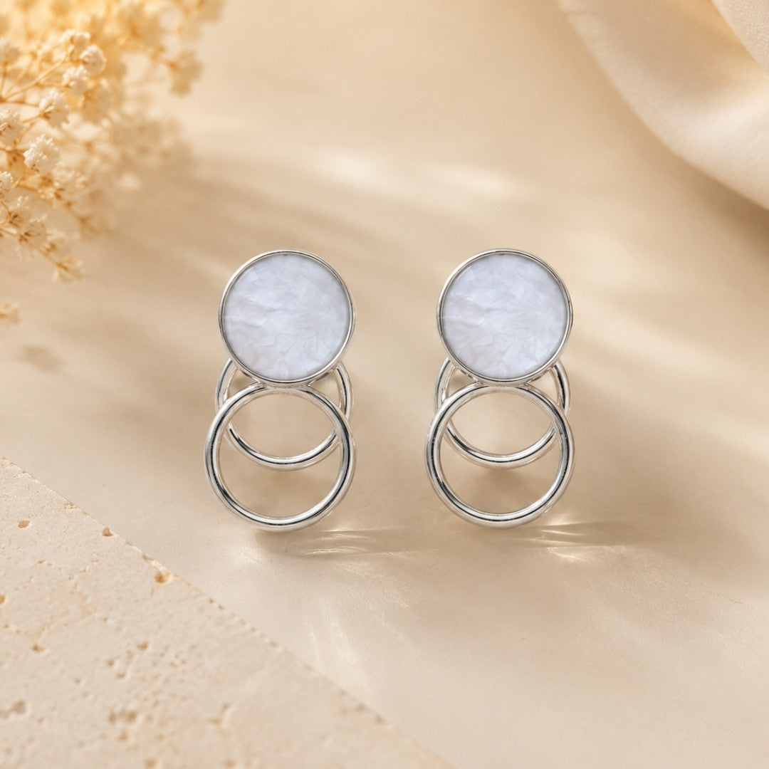 Modern Minimalist Silver-Tone Stud Earrings