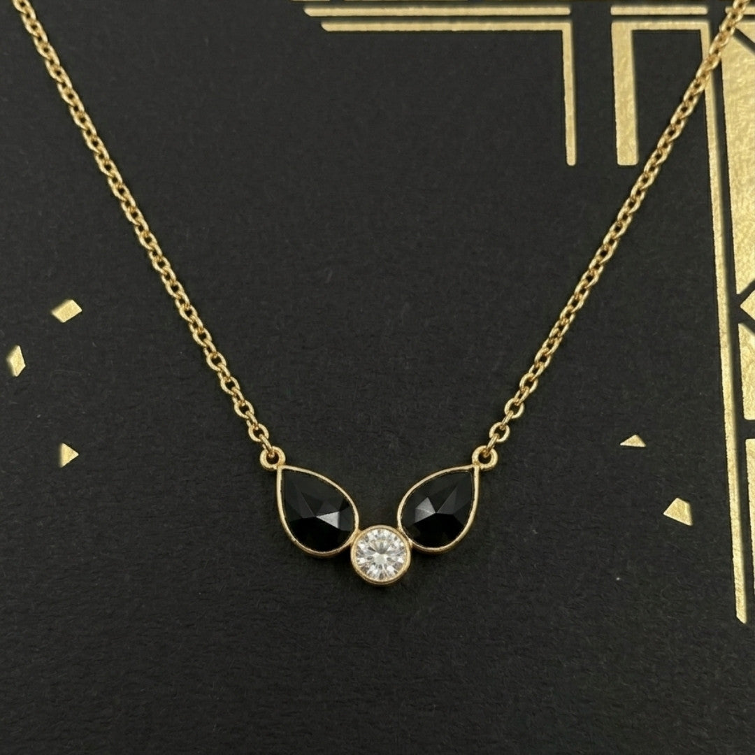 Elegant Black Onyx and Crystal Necklace