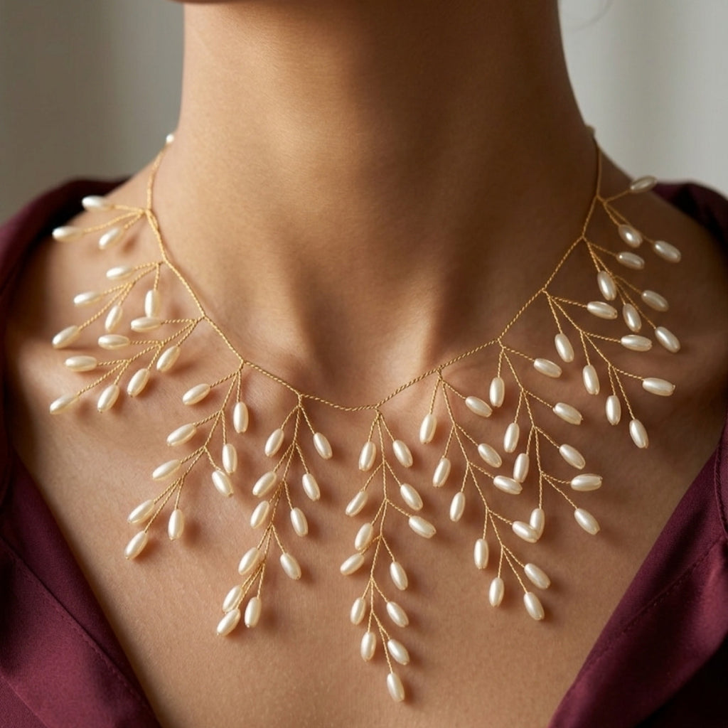 Ethereal Pearl Branch Statement Necklace
