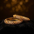 Royal Filigree & Crystal Embellished Gold-Tone Bangle Set – Traditional Statement Pair