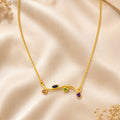 Gold-Tone Branch Necklace with Colorful Gemstone Accents