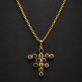 Artistic Multi-Colored Crystal Pendant Necklace – Statement Gold-Tone Jewelry