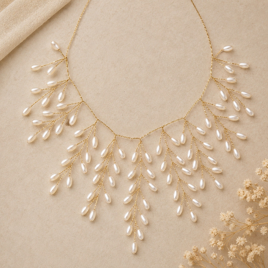 Ethereal Pearl Branch Statement Necklace