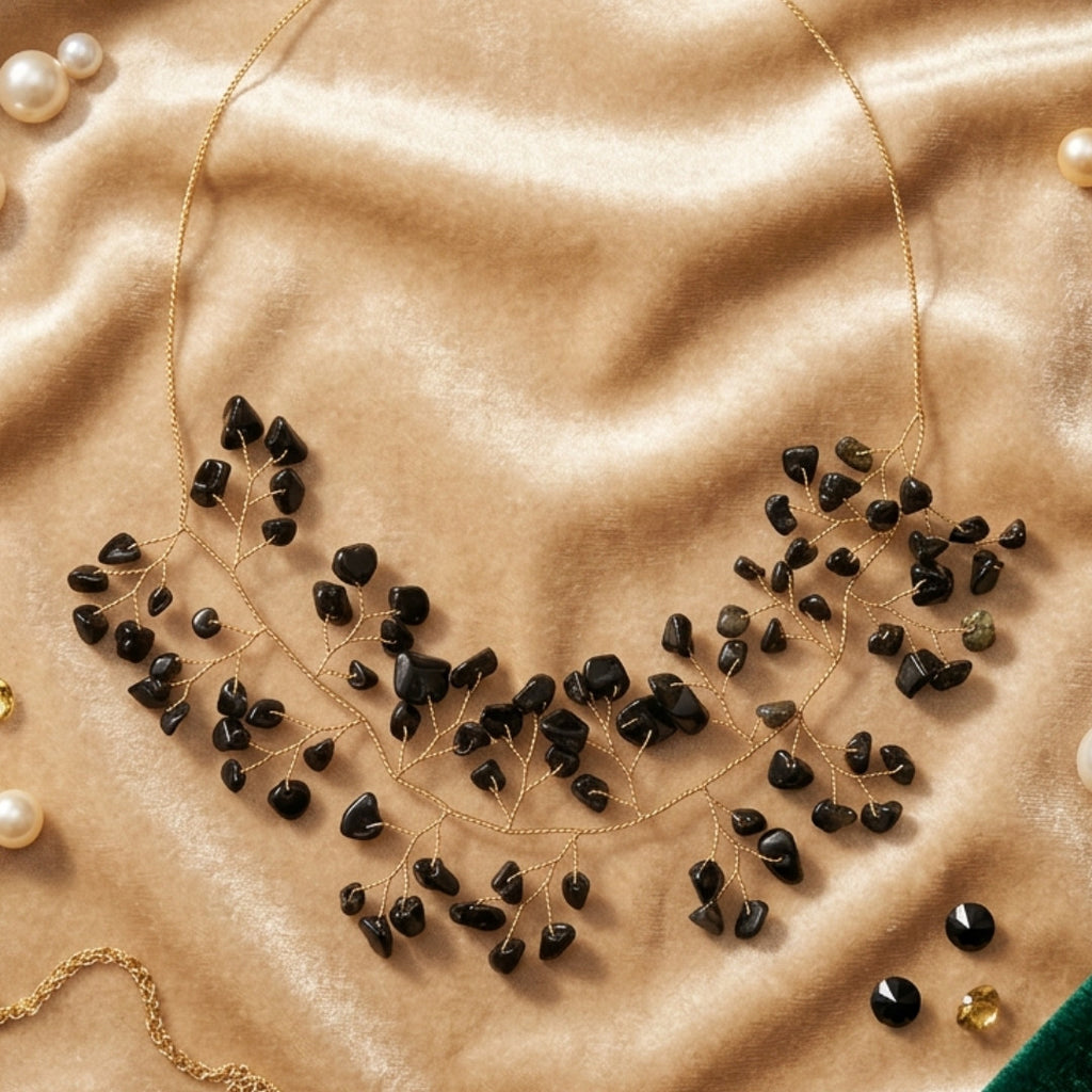 Sophisticated Black Stone Branch Necklace