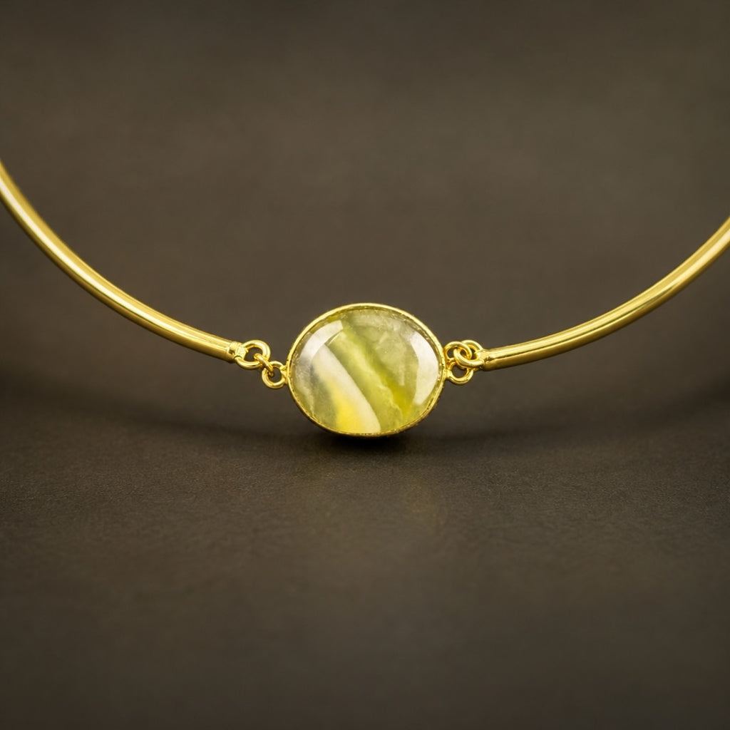 Golden Aura Olive Gem Choker Necklace