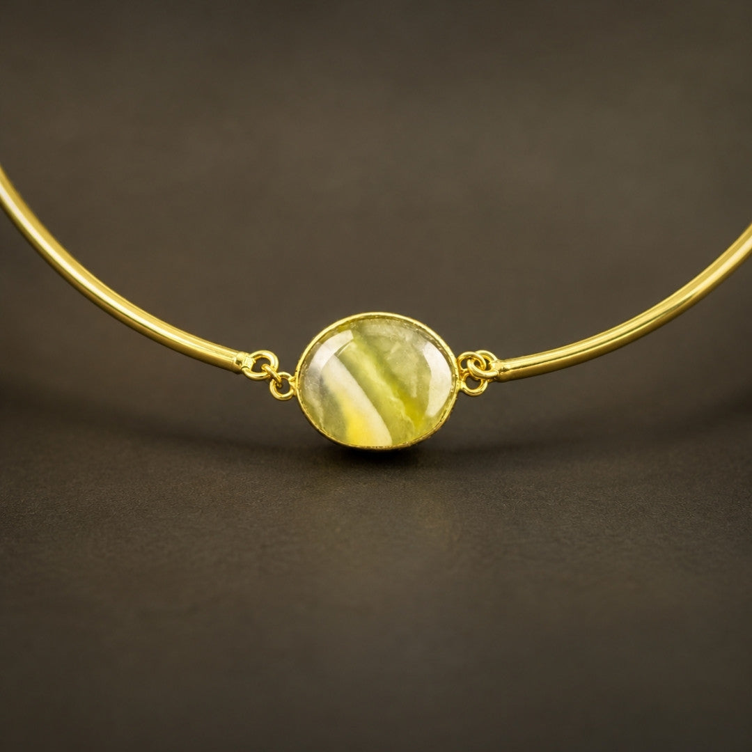 Golden Aura Olive Gem Choker Necklace