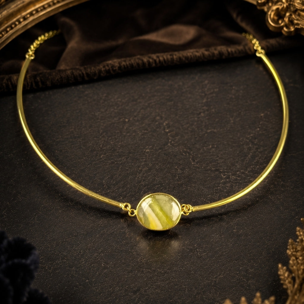 Golden Aura Olive Gem Choker Necklace