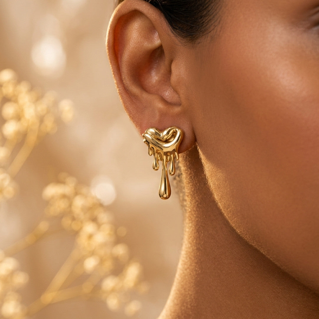 Sculptural Melted Heart Stud Earrings