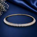 Radiant Marquise-Cut Crystal Collar Necklace – Gold-Tone Statement Choker