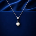 Elegant Pearl & Crystal Jewelry Set – Teardrop Pendant Necklace and Matching Earrings