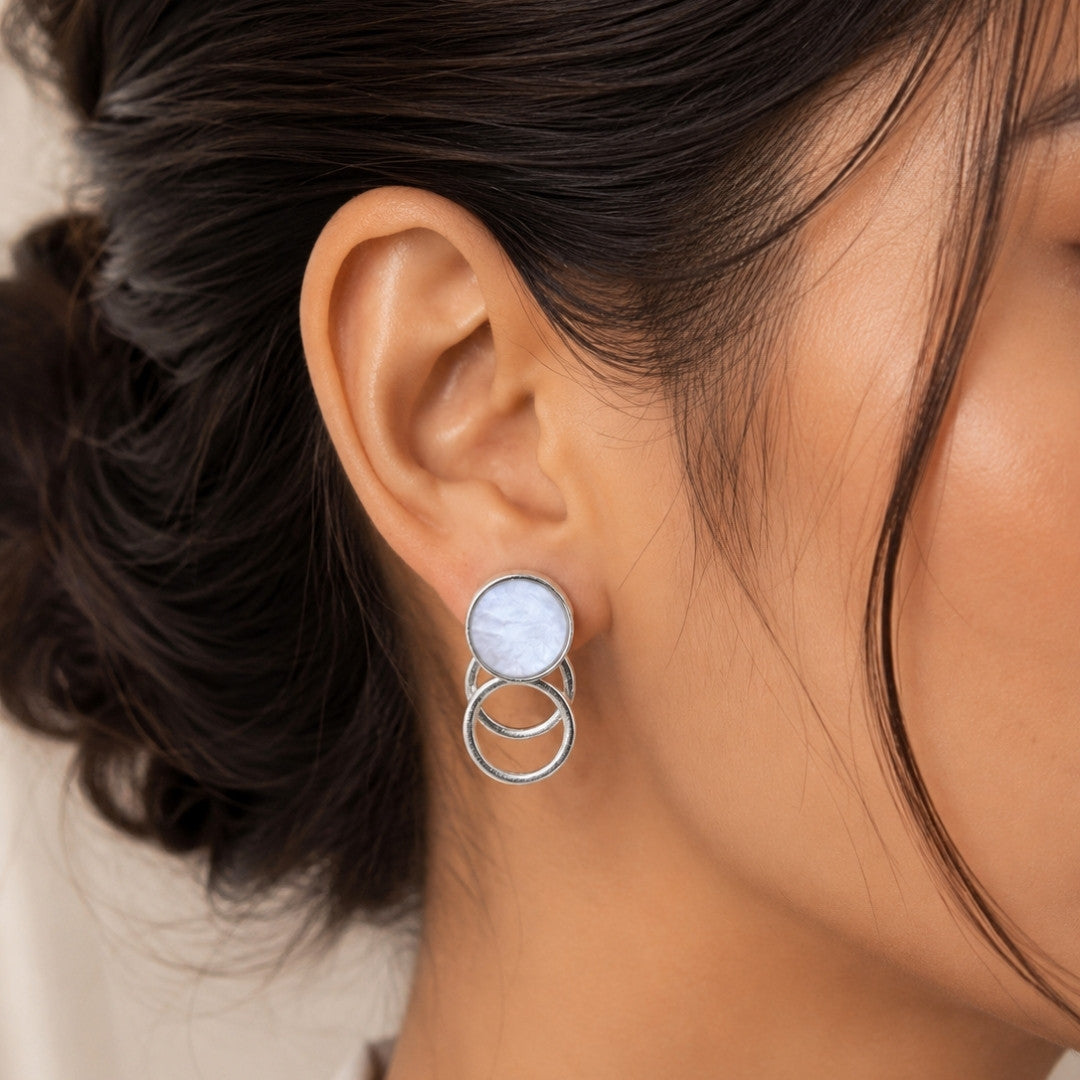 Modern Minimalist Silver-Tone Stud Earrings
