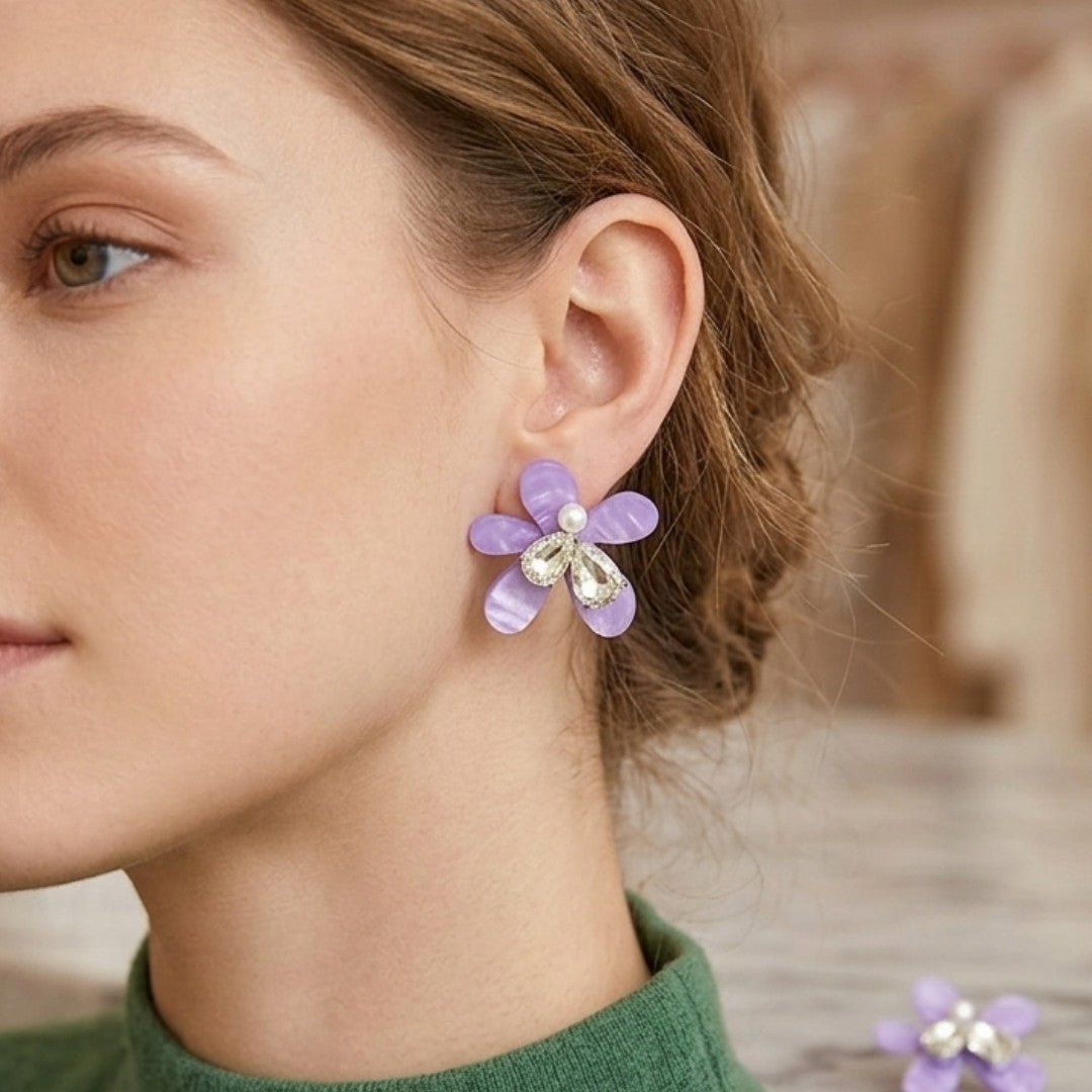 Radiant Floral Bloom Statement Earrings