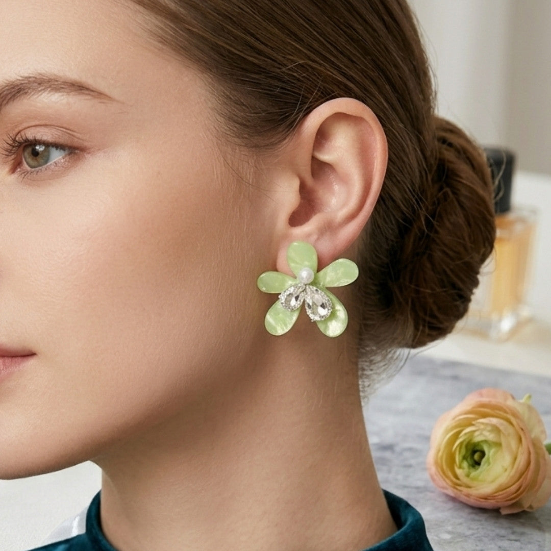 Radiant Floral Bloom Statement Earrings