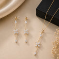 Crystal Bloom Floral Necklace & Earrings Combo Set